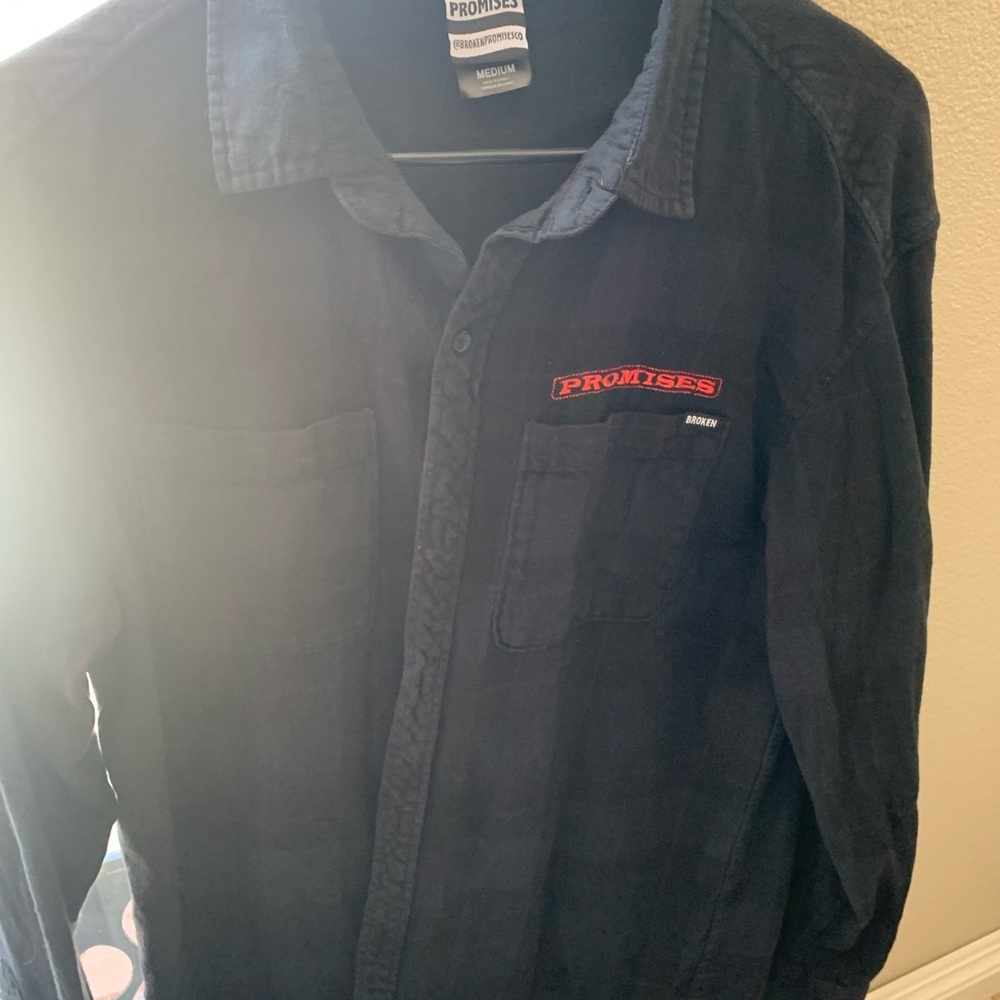 Broken Promses Men's Casual Button Down Shirt - Black